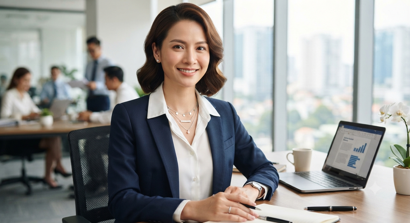 Phối dây chuyền bạc với trang phục công sở thanh lịch