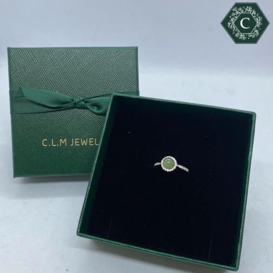 Nhẫn Bạc Nữ Đính Đá Nephrite ( Ngọc Bích ) MS1003