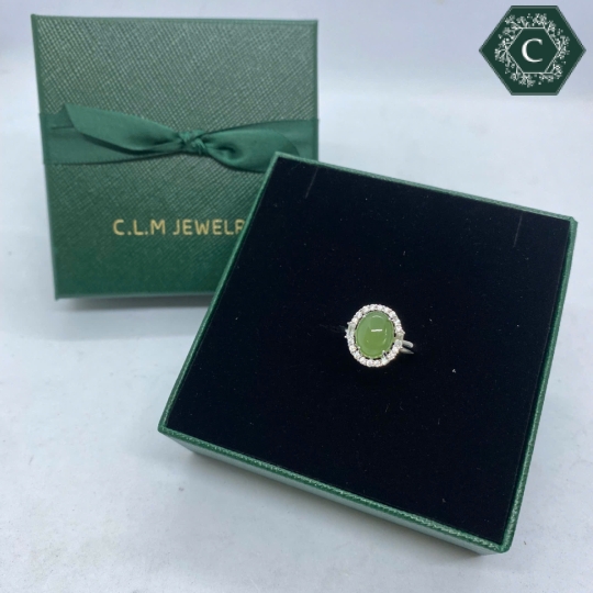 Nhẫn Bạc Đính Đá Nephrite Tròn MS1000