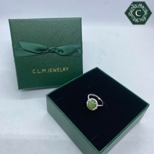 Nhẫn Bạc Đính Đá Nephrite Tròn MS1000
