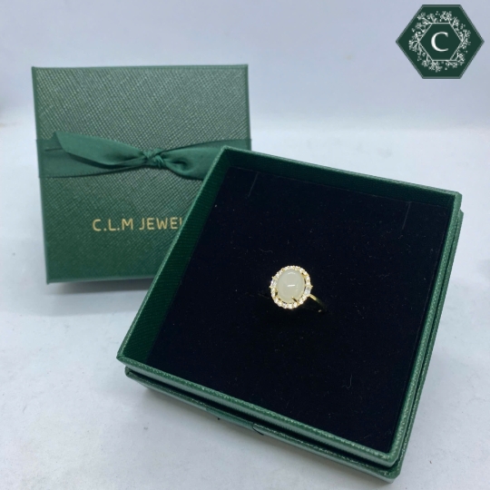 Nhẫn Bạc Đính Đá Nephrite Tròn MS1000