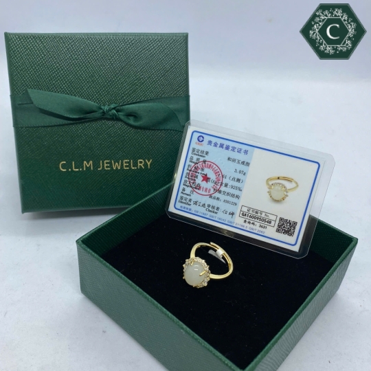 Nhẫn Bạc Đính Đá Nephrite Tròn MS1000