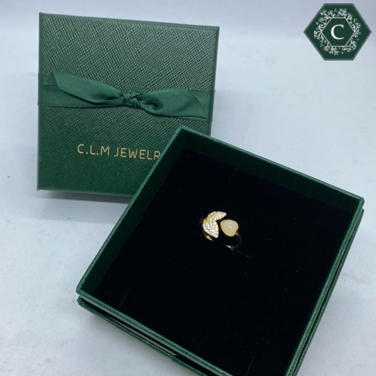 Nhẫn Bạc Đính Đá Nephrite Tạo Hình Trái Tim MS997