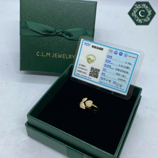 Nhẫn Bạc Đính Đá Nephrite Tạo Hình Trái Tim MS997
