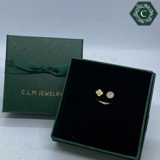 Nhẫn Bạc Đính Đá Nephrite Tạo Hình Bông Hoa MS1002