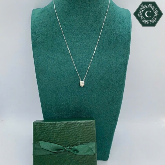 Dây Chuyền Bạc Đính Đá Moissanite Vuông Trang Nhã MS804
