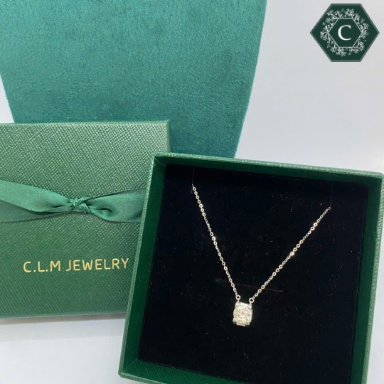 Dây Chuyền Bạc Đính Đá Moissanite Vuông Trang Nhã MS804