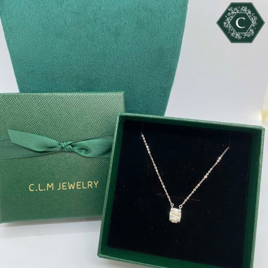 Dây Chuyền Bạc Đính Đá Moissanite Vuông Trang Nhã MS804