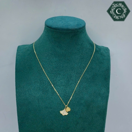 Dây Chuyền Bạc Hình Lá Mix Cẩm Thạch Hình Trái Tim MS799