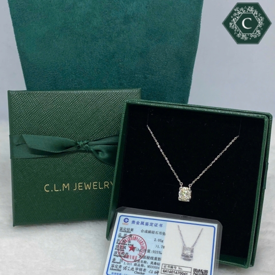 Dây Chuyền Bạc Đính Đá Moissanite Vuông Trang Nhã MS804