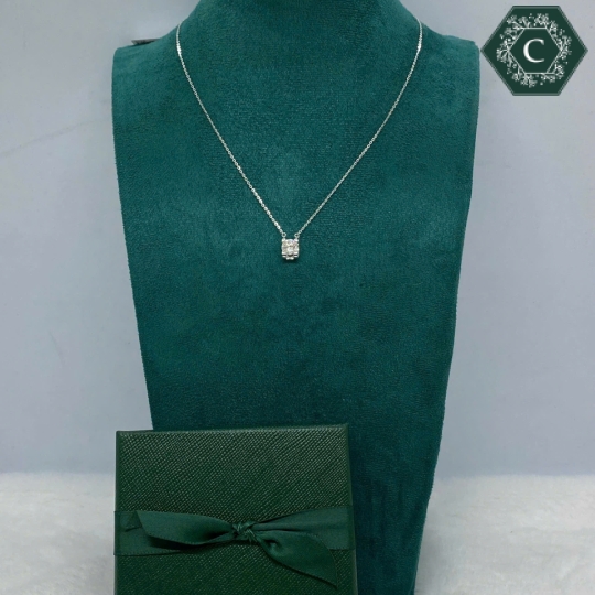 Dây Chuyền Bạc Đính Đá Moissanite Vuông Trang Nhã MS804