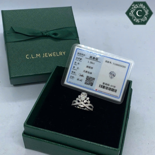 Nhẫn Bạc Vương Miện Đính đá Moissanite MS1017