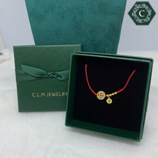 Vòng Tay Chỉ Đỏ Charm Đồng Tiền Xưa Cẩm Thạch MS706