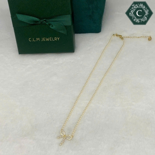 Dây Chuyền Ngọc Trai Mặt Nơ MS487